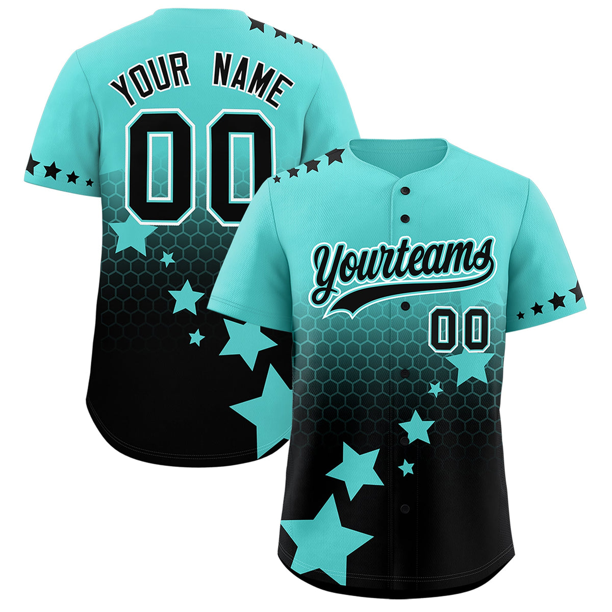 Custom Bright Green Black White Rising Stars Series Gradient Fashion Baseball Jersey| KXKSHOP