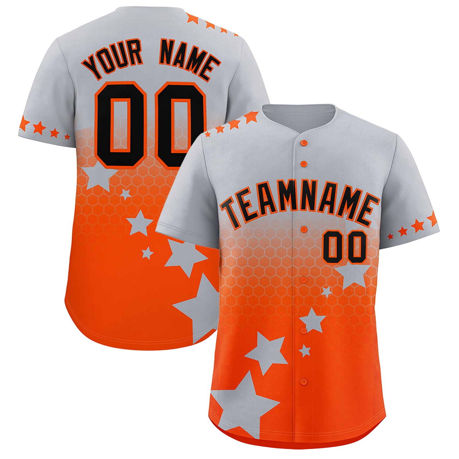 Custom Gray Orange Black Rising Stars Series Gradient Fashion Baseball Jersey| KXKSHOP