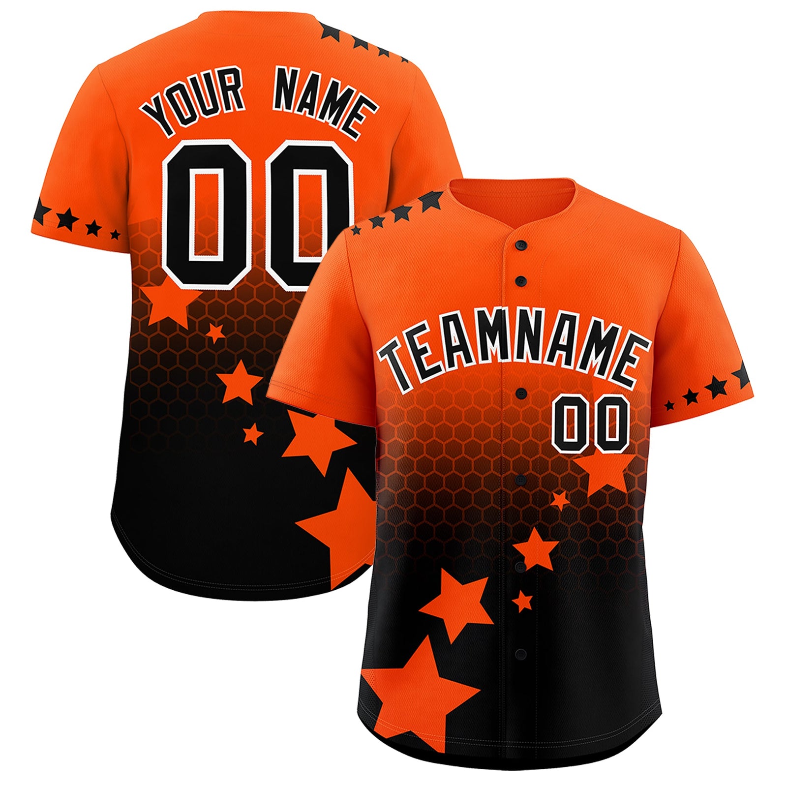 Custom Orange Black White Rising Stars Series Gradient Fashion Baseball Jersey| KXKSHOP