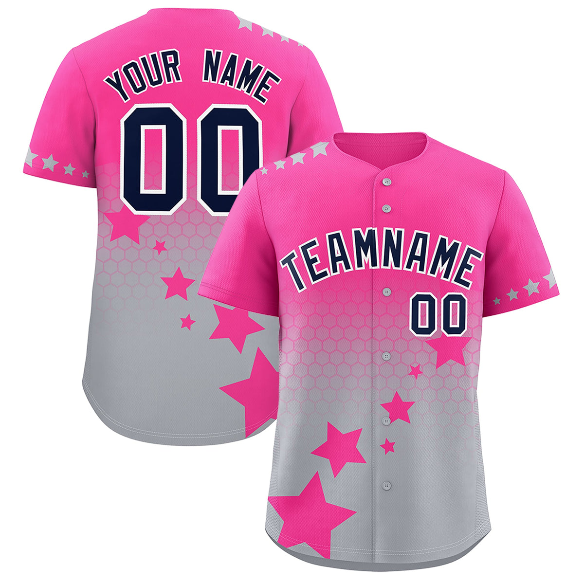 Custom Pink Gray Navy Rising Stars Series Gradient Fashion Baseball Jersey| KXKSHOP