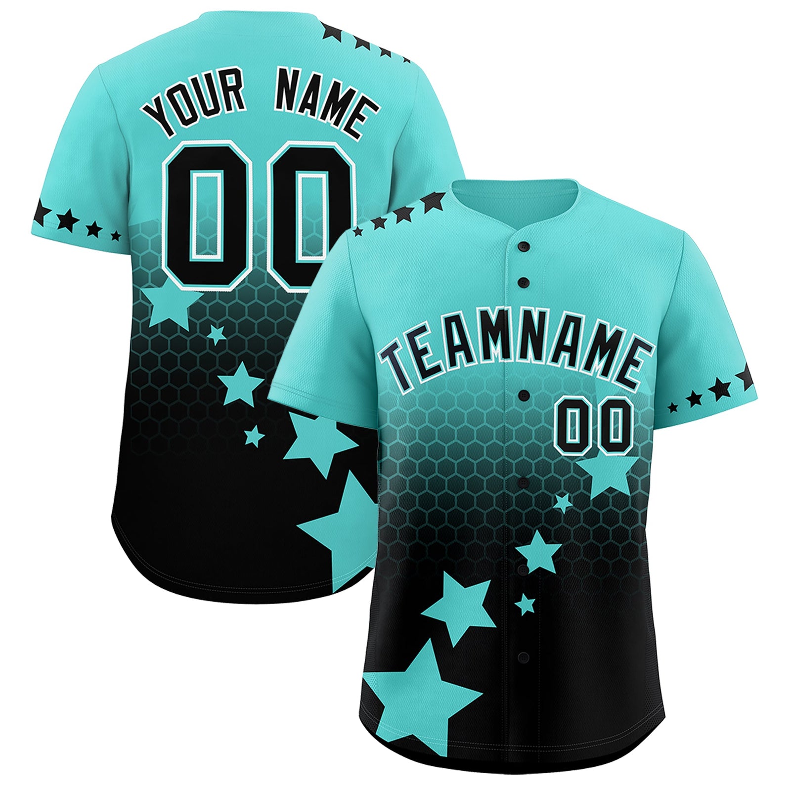Custom Bright Green Black White Rising Stars Series Gradient Fashion Baseball Jersey| KXKSHOP