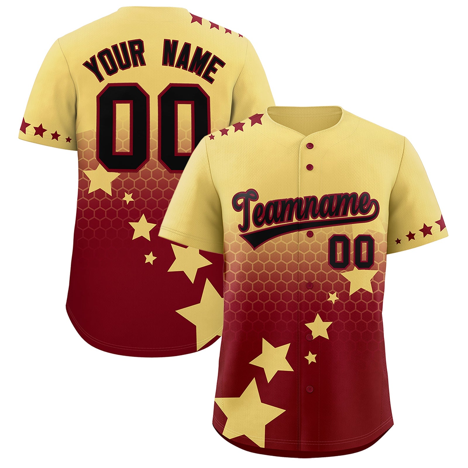 Custom Khaki Crimson Black Rising Stars Series Gradient Fashion Baseball Jersey| KXKSHOP