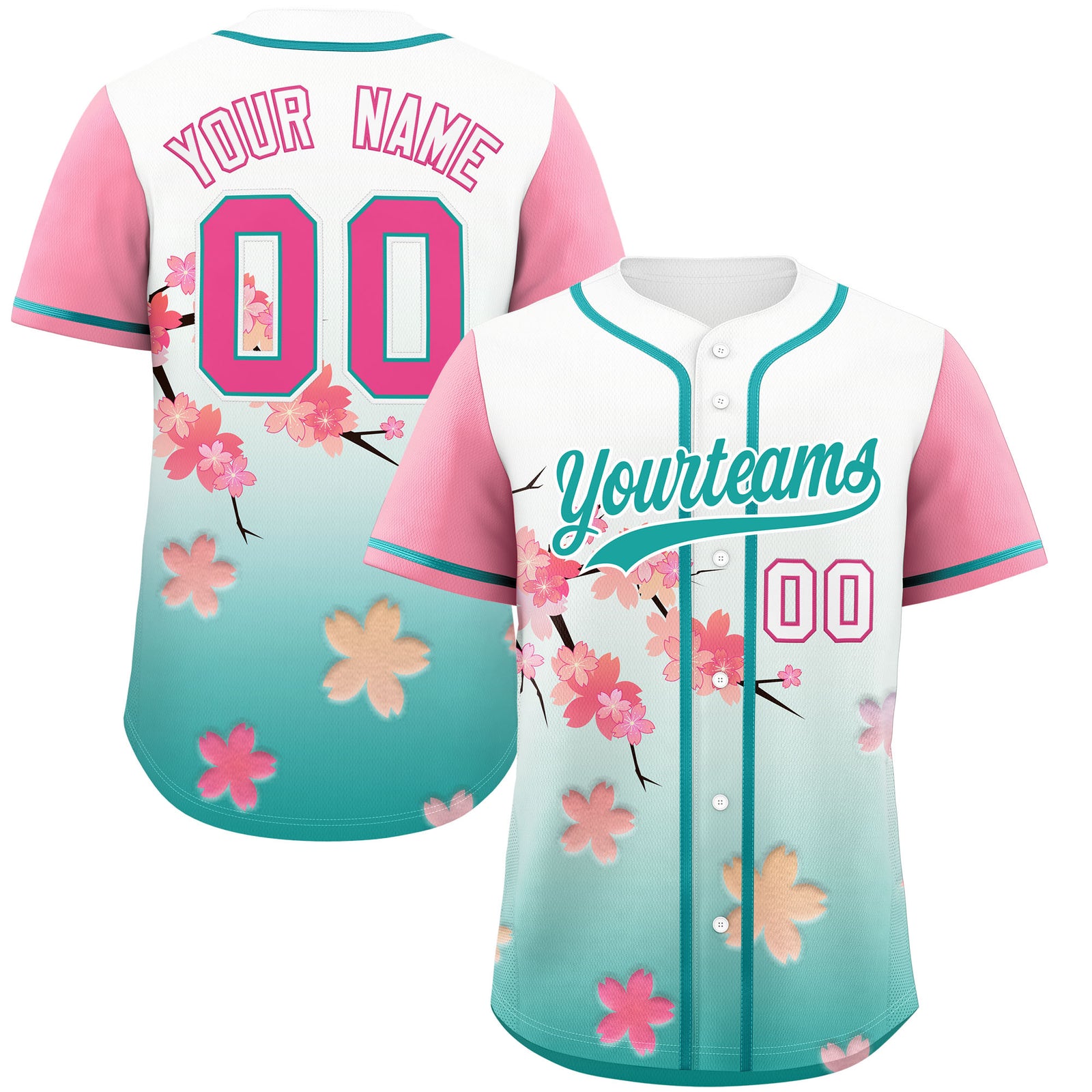 Custom Aqua Pink Gradient Fashion Elastic Baseball Jersey| KXKSHOP