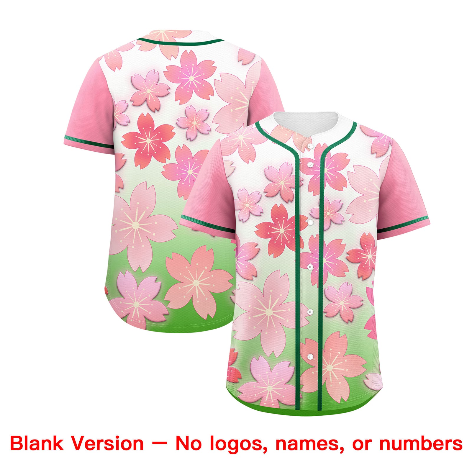 Custom Light Green Pink Gradient Fashion Elastic Baseball Jersey| KXKSHOP