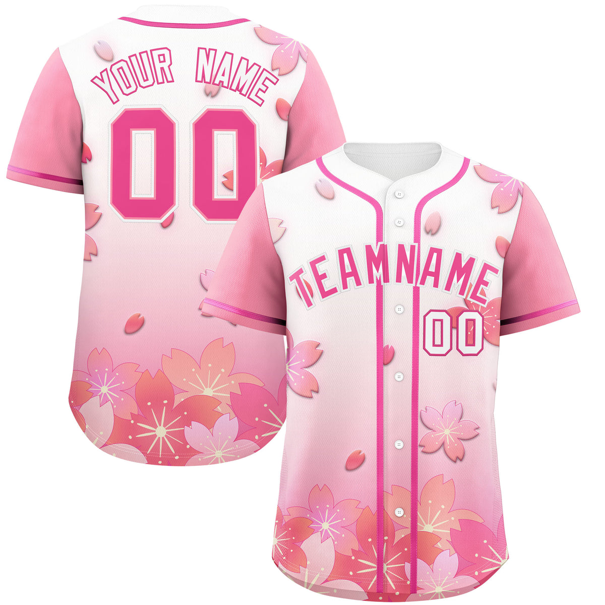 Custom White Pink Gradient Fashion Elastic Baseball Jersey| KXKSHOP