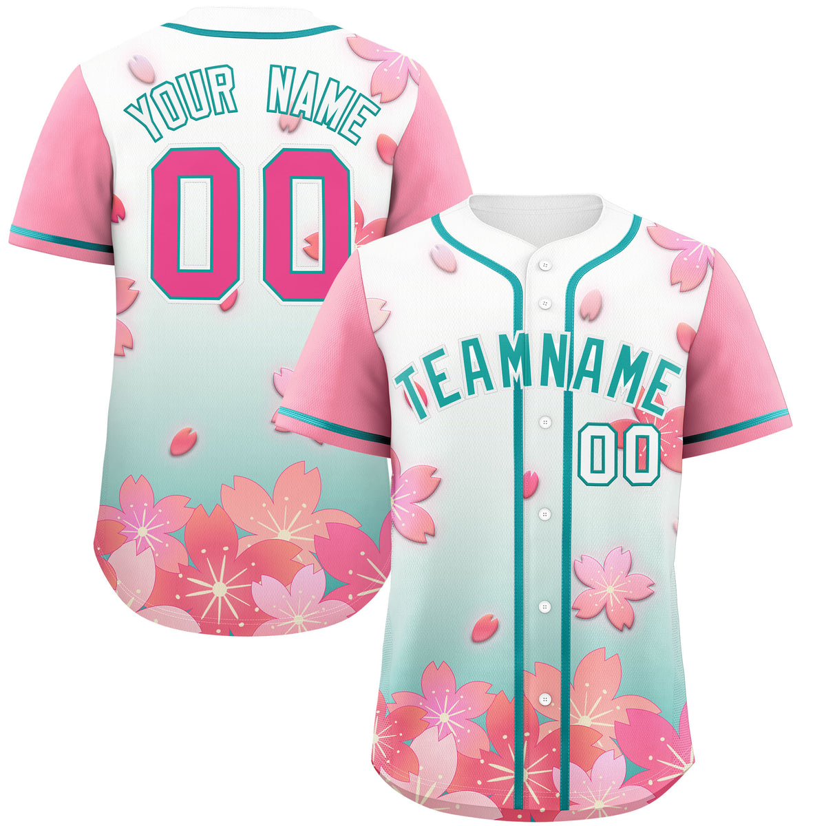 Custom Green Pink Gradient Fashion Elastic Baseball Jersey| KXKSHOP