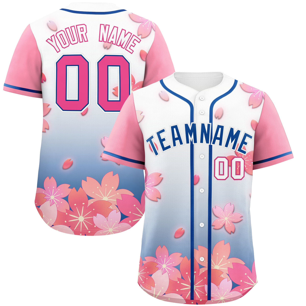 Custom Midnight Blue Pink Gradient Fashion Elastic Baseball Jersey| KXKSHOP