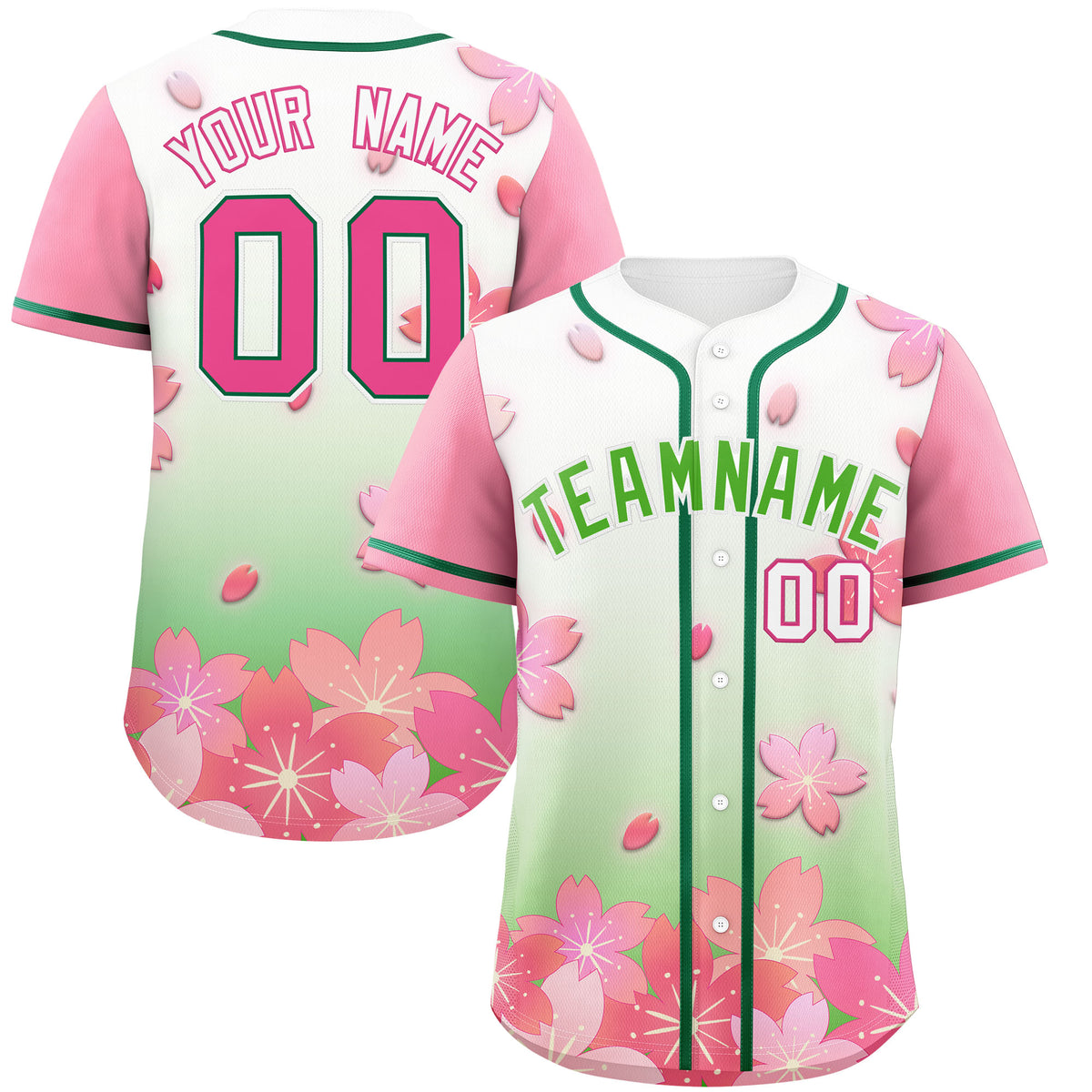 Custom Light Green Pink Gradient Fashion Elastic Baseball Jersey| KXKSHOP