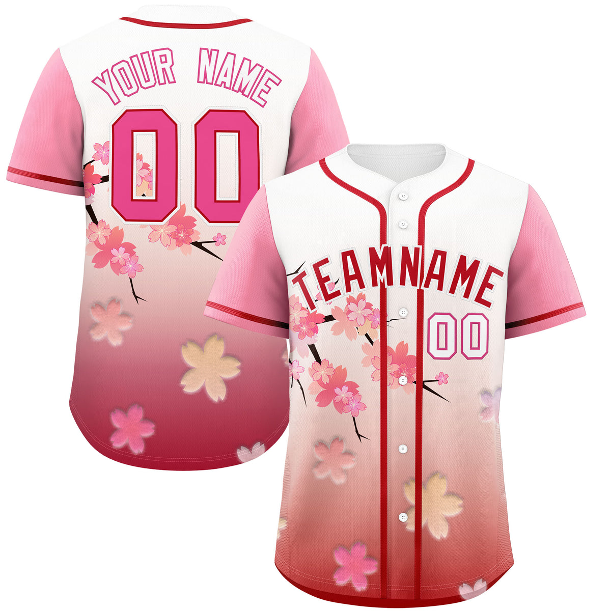 Custom Pink Red Gradient Fashion Elastic Baseball Jersey| KXKSHOP