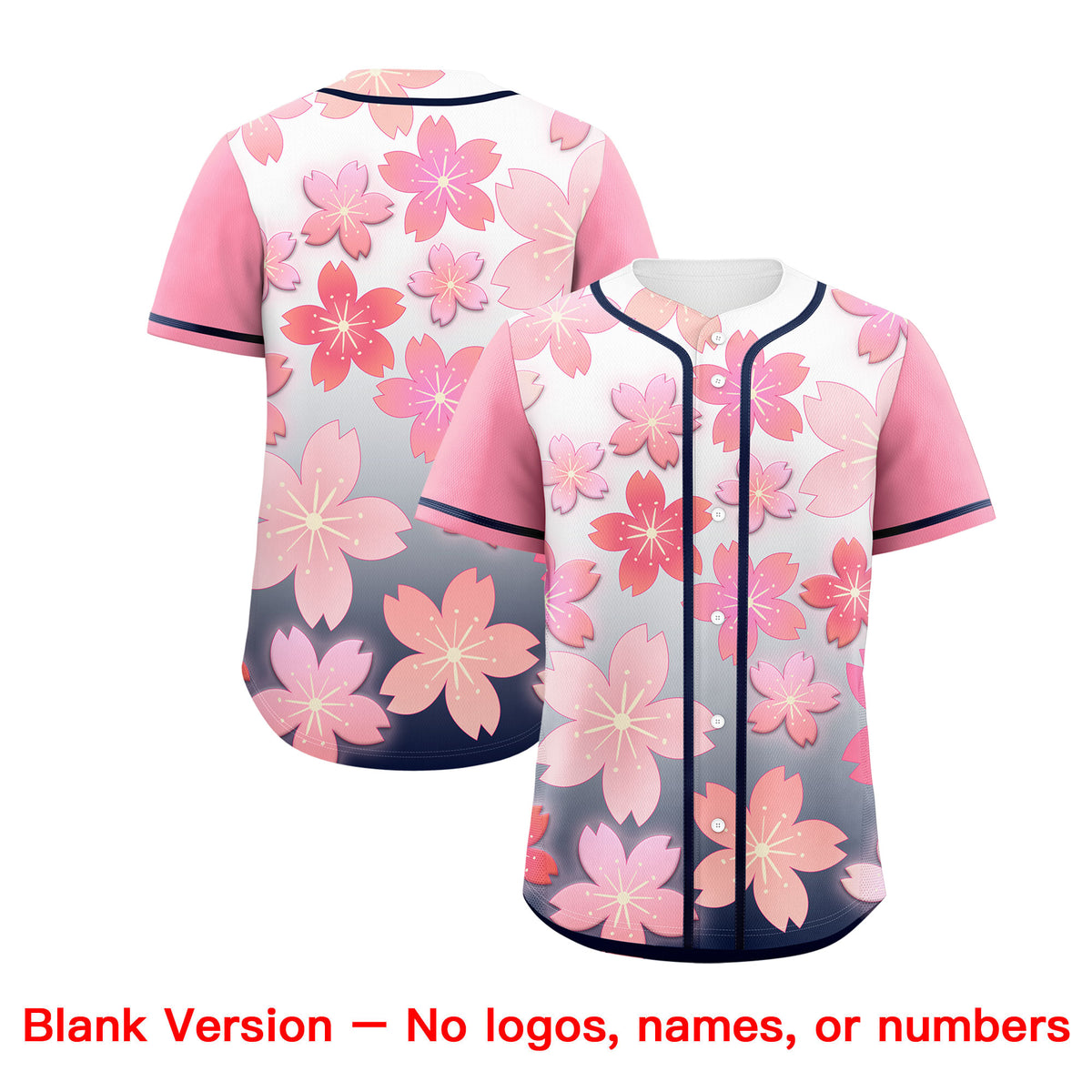 Custom Navy Pink Gradient Fashion Elastic Baseball Jersey| KXKSHOP