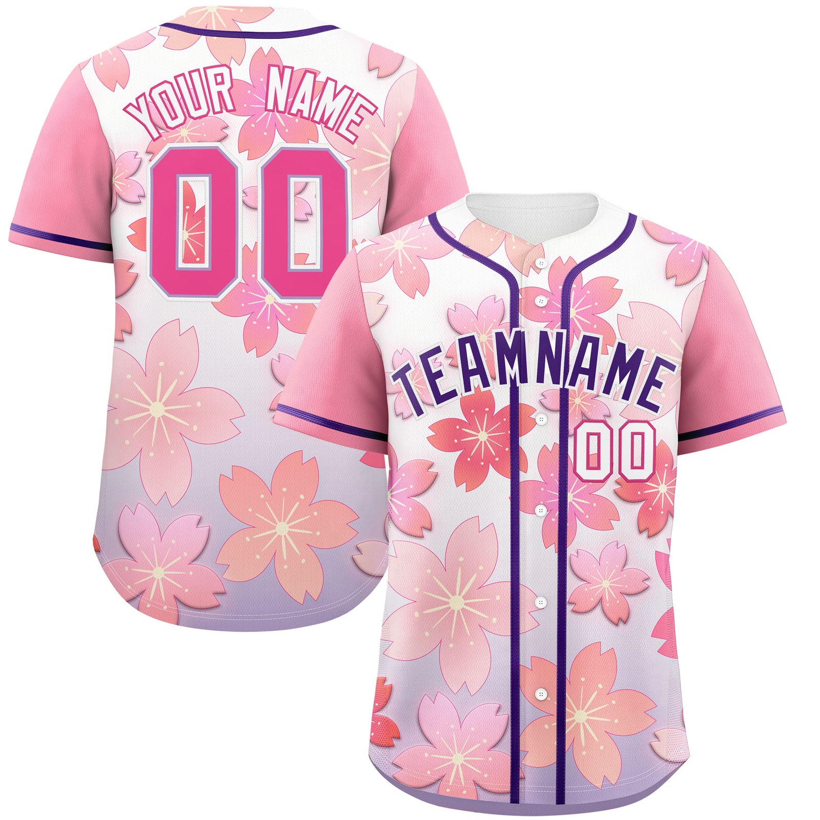 Custom Light Purple Pink Gradient Fashion Elastic Baseball Jersey| KXKSHOP