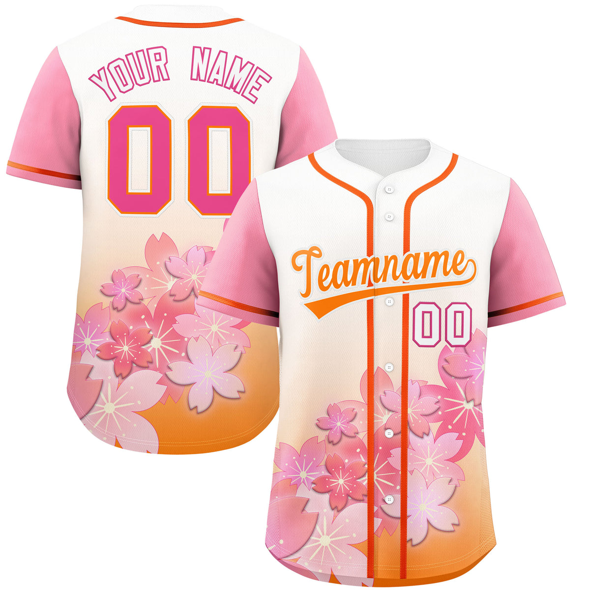 Custom Gold Orange Pink Gradient Fashion Elastic Baseball Jersey| KXKSHOP