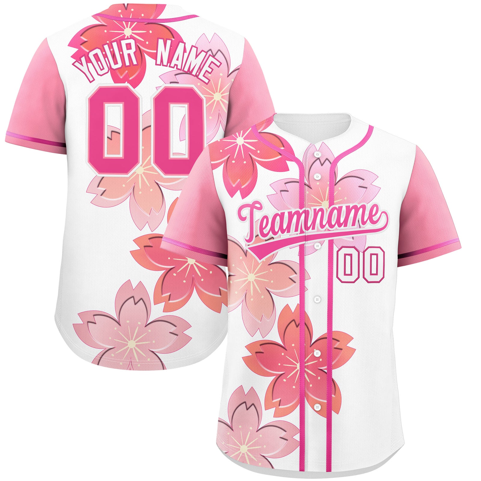 Custom White Pink Gradient Fashion Elastic Baseball Jersey| KXKSHOP
