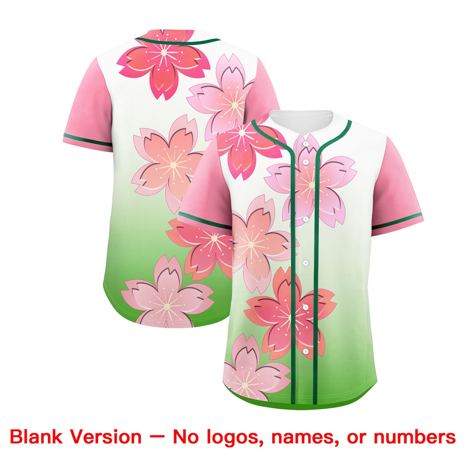 Custom Light Green Pink Gradient Fashion Elastic Baseball Jersey| KXKSHOP