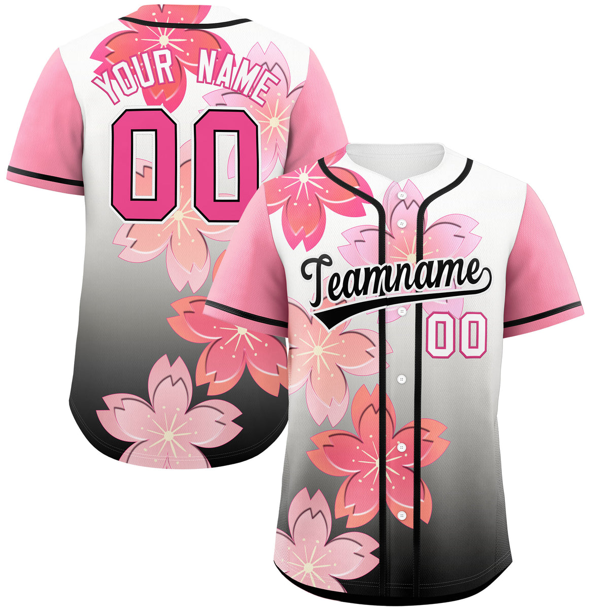 Custom Black Pink Gradient Fashion Elastic Baseball Jersey| KXKSHOP