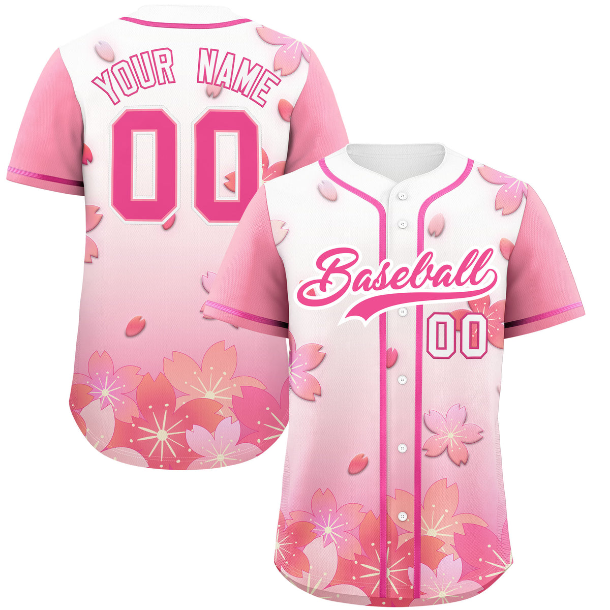 Custom White Pink Gradient Fashion Elastic Baseball Jersey| KXKSHOP