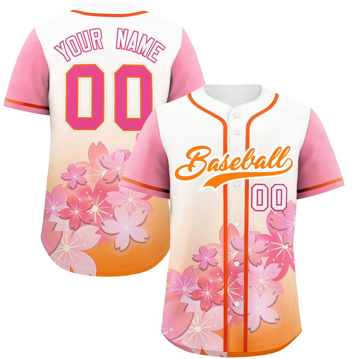Custom Gold Orange Pink Gradient Fashion Elastic Baseball Jersey| KXKSHOP
