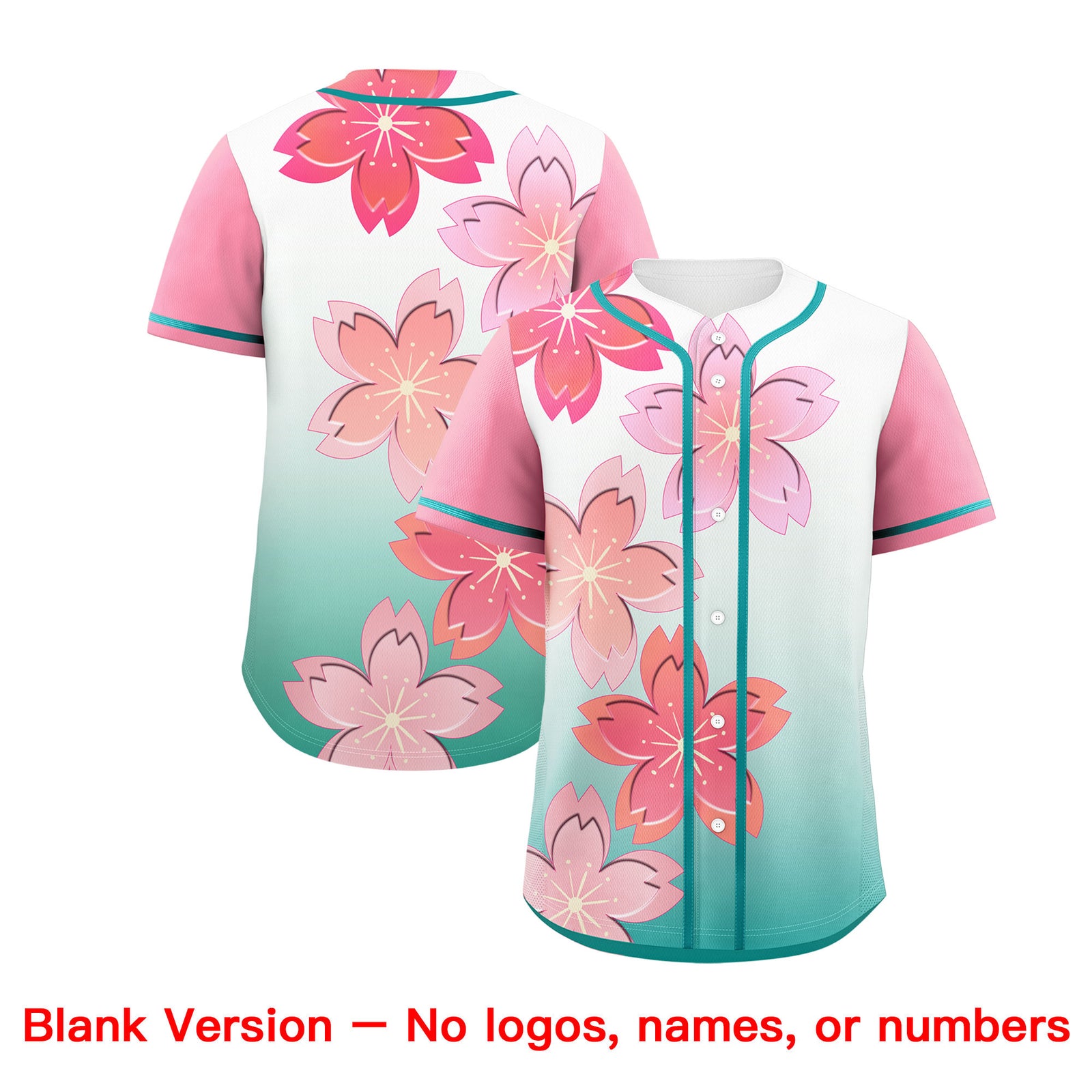 Custom Aqua Pink Gradient Fashion Elastic Baseball Jersey| KXKSHOP