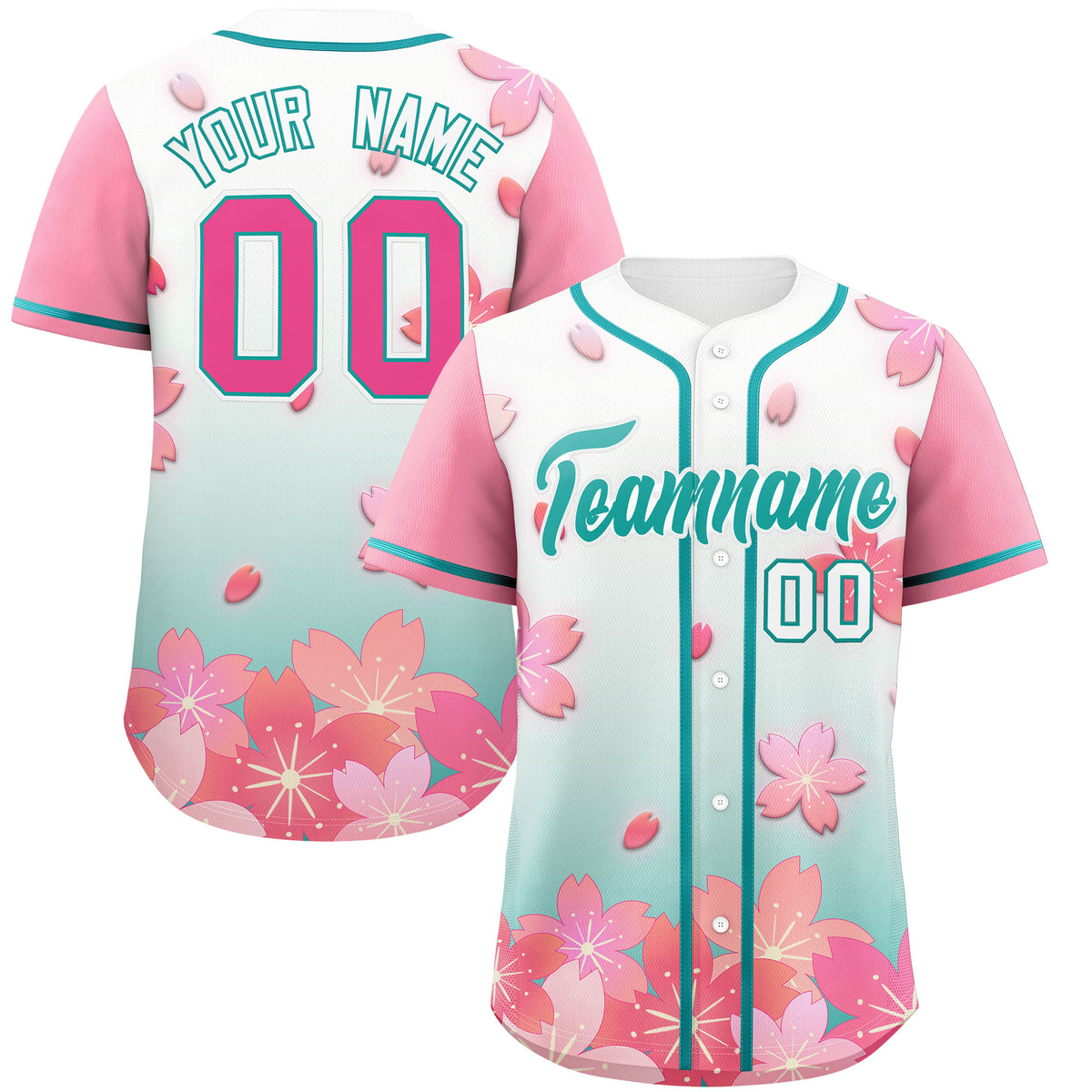 Custom Green Pink Gradient Fashion Elastic Baseball Jersey| KXKSHOP