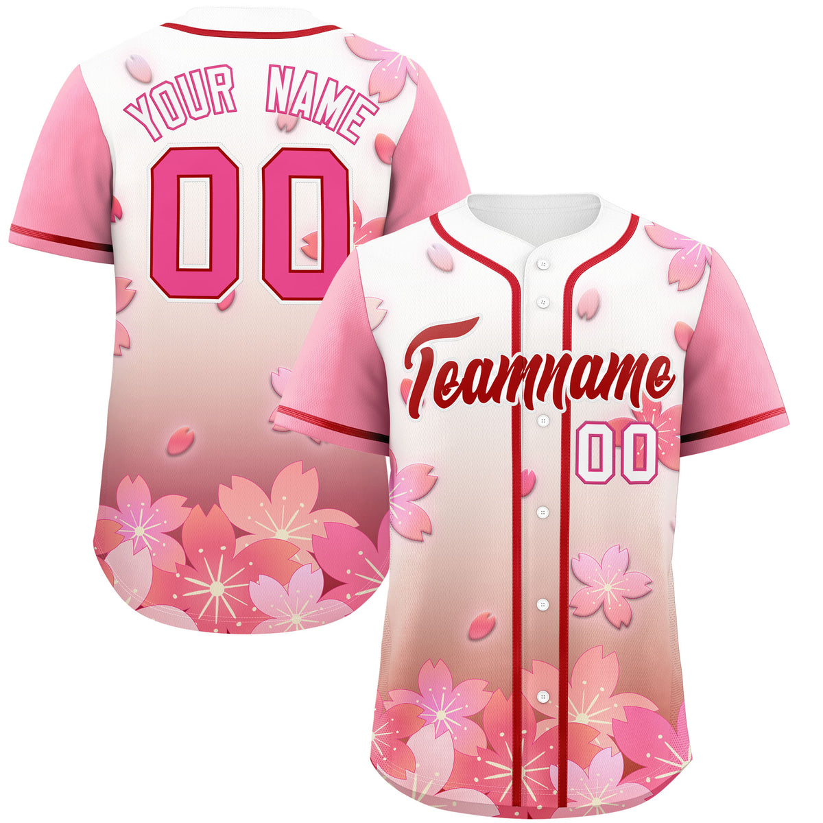 Custom Red Pink Gradient Fashion Elastic Baseball Jersey| KXKSHOP