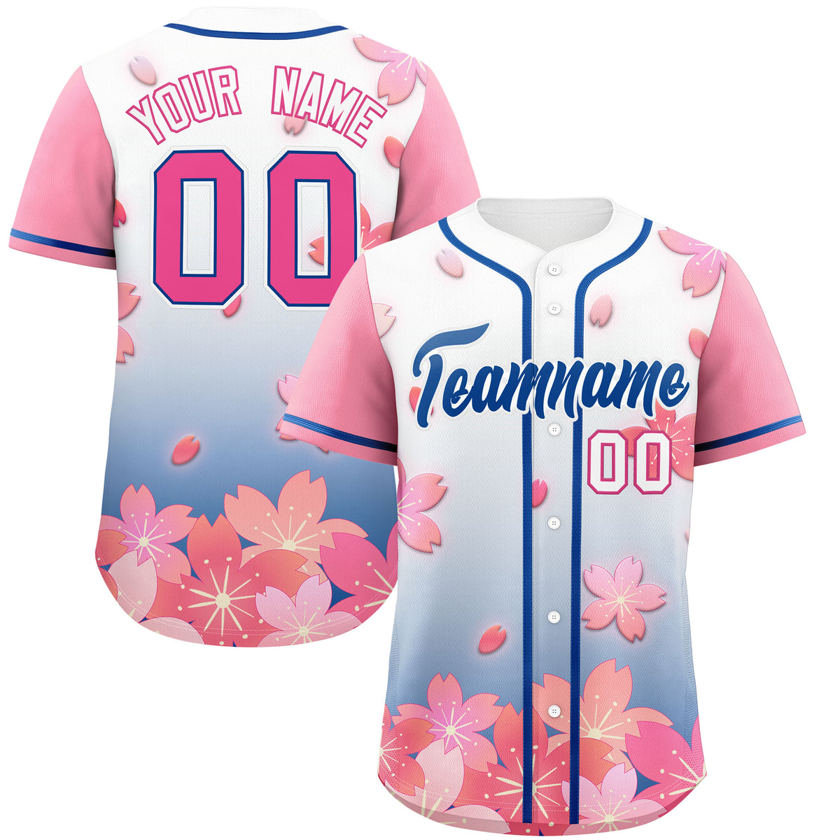 Custom Midnight Blue Pink Gradient Fashion Elastic Baseball Jersey| KXKSHOP
