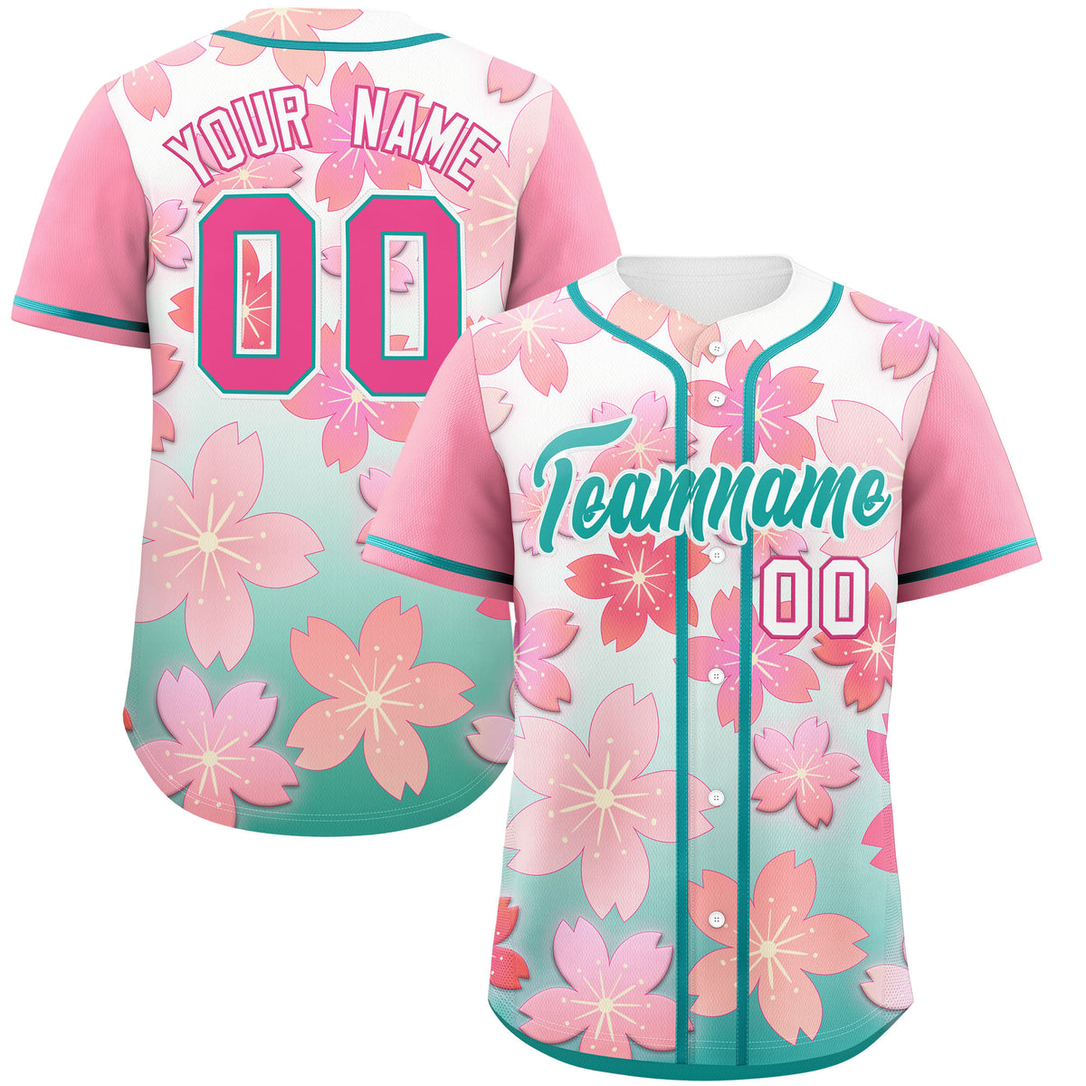 Custom Aqua Pink Gradient Fashion Elastic Baseball Jersey| KXKSHOP
