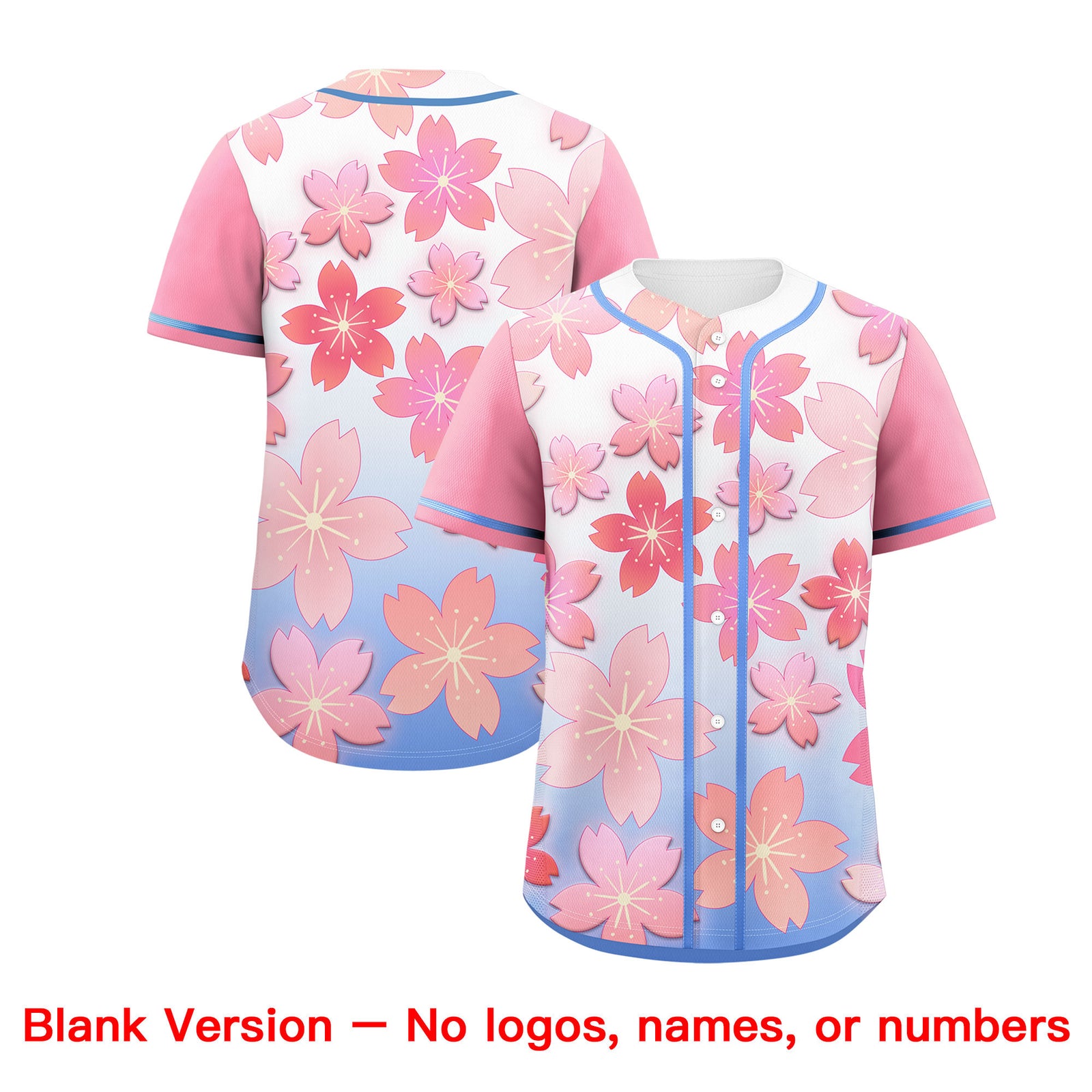 Custom Pink Powder Blue Gradient Fashion Elastic Baseball Jersey| KXKSHOP