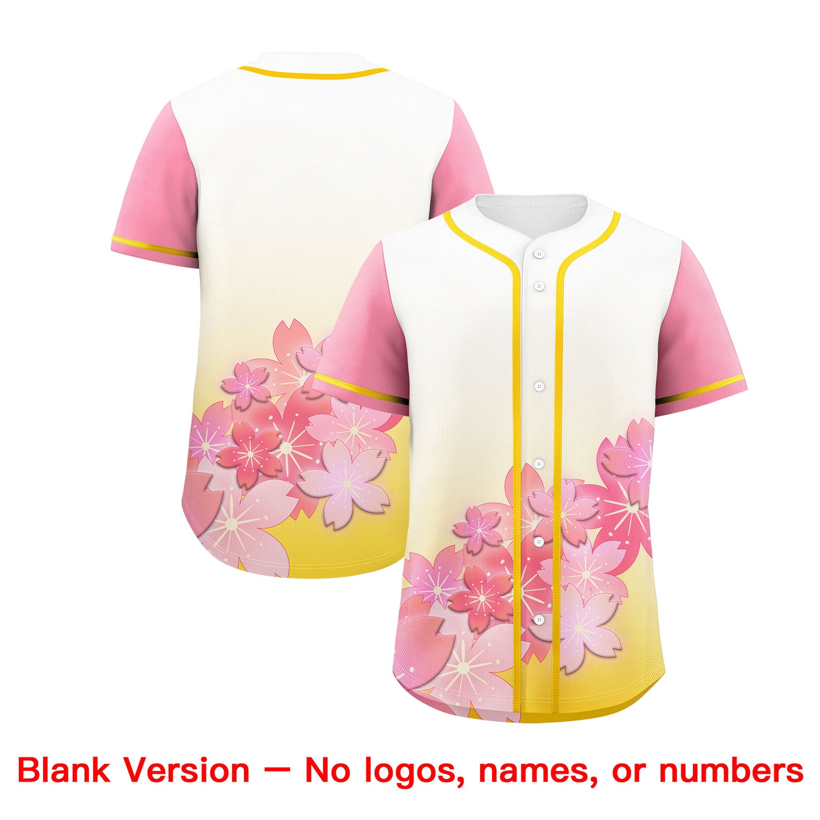 Custom Gold Pink Gradient Fashion Elastic Baseball Jersey| KXKSHOP