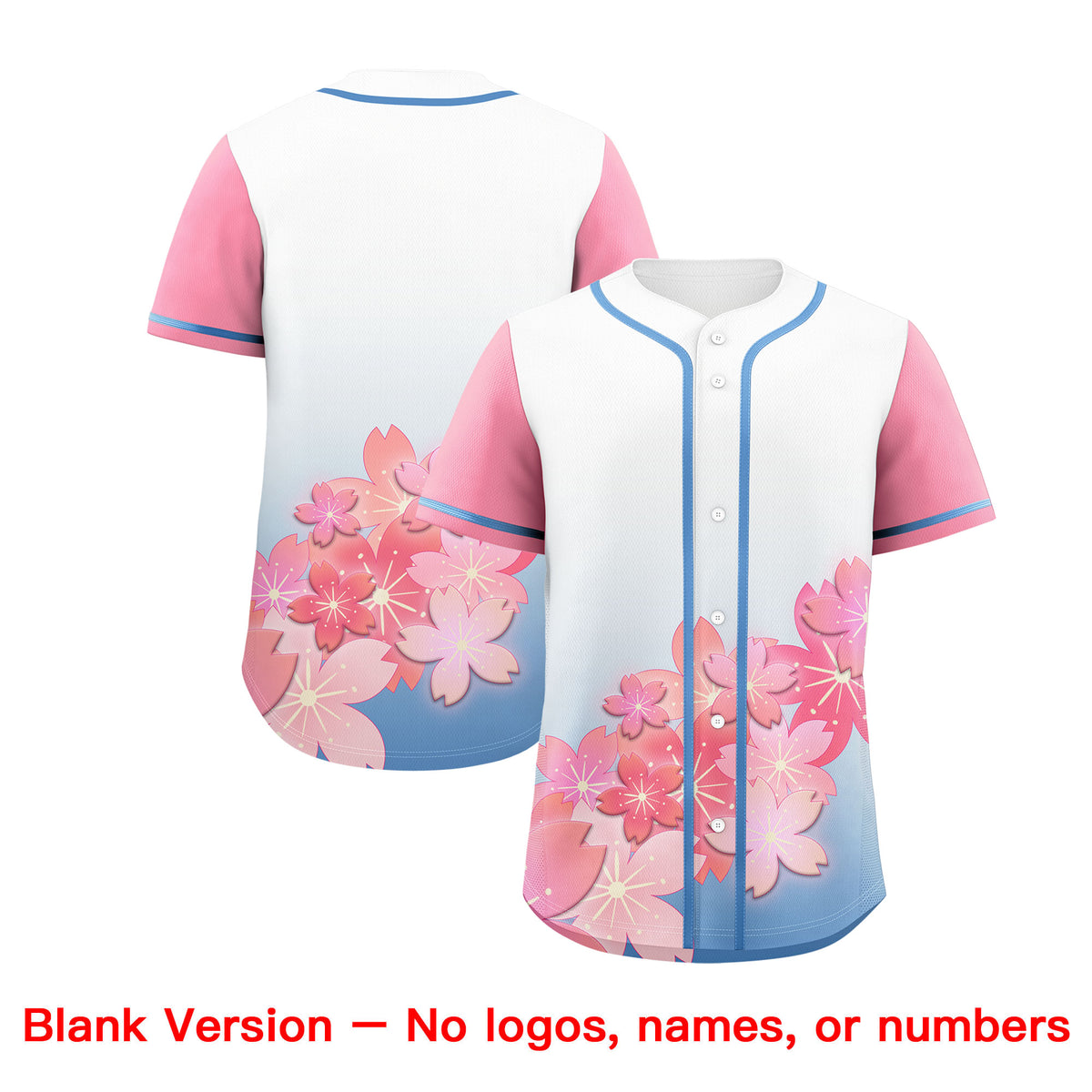 Custom Light Blue Pink Gradient Fashion Elastic Baseball Jersey| KXKSHOP