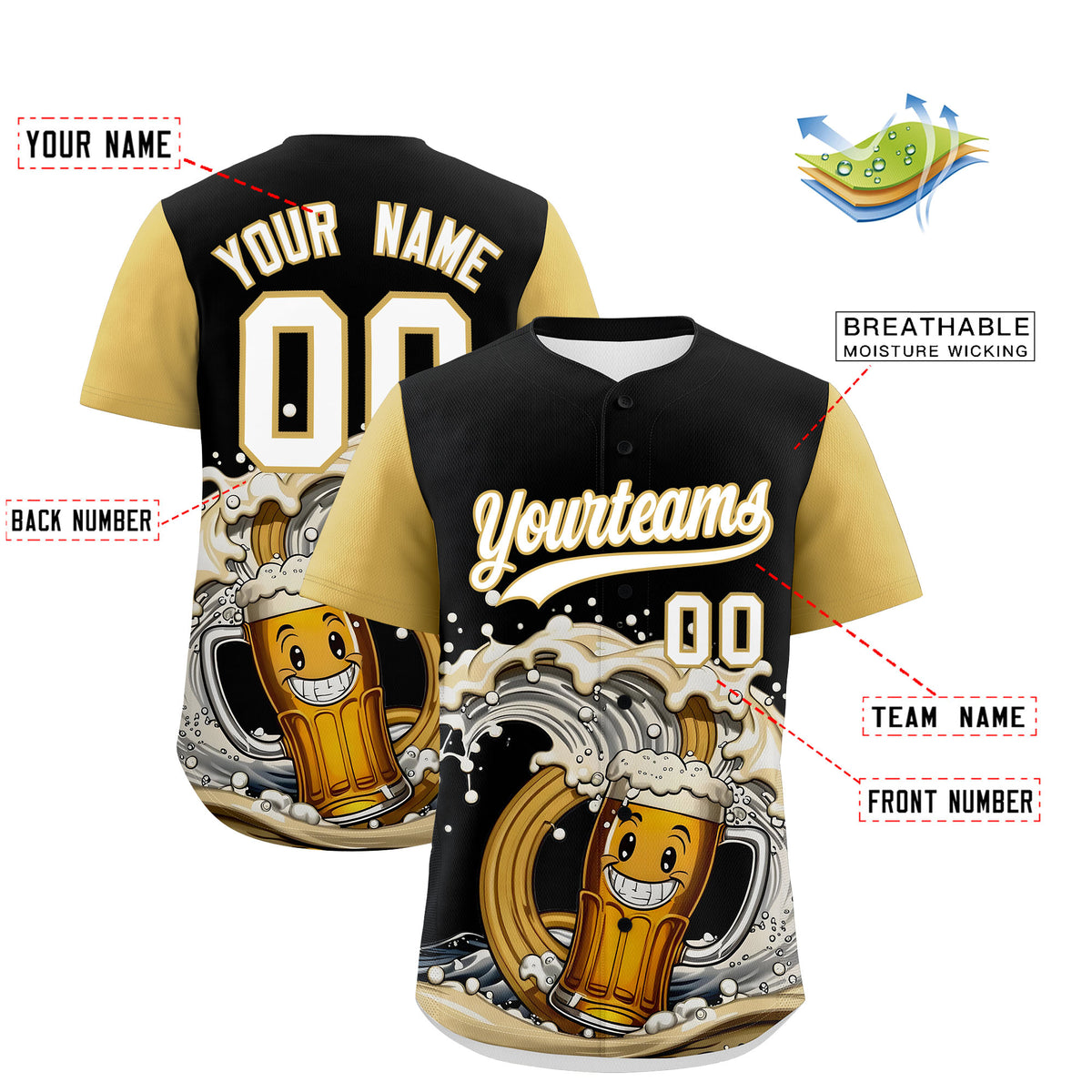 Custom Old Gold Personalized Team Shirts for Parties &amp; Training | KXKSHOP