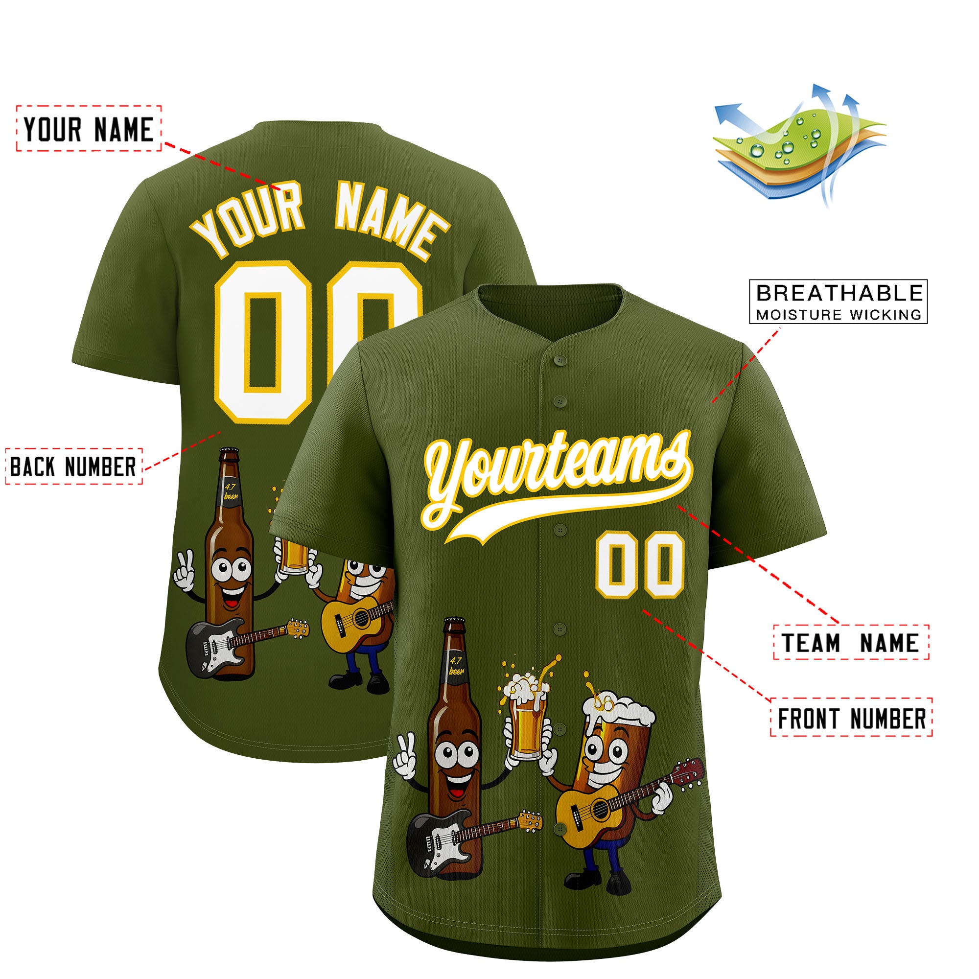 Custom Olive Personalized Team Shirts for Parties & Training | KXKSHOP