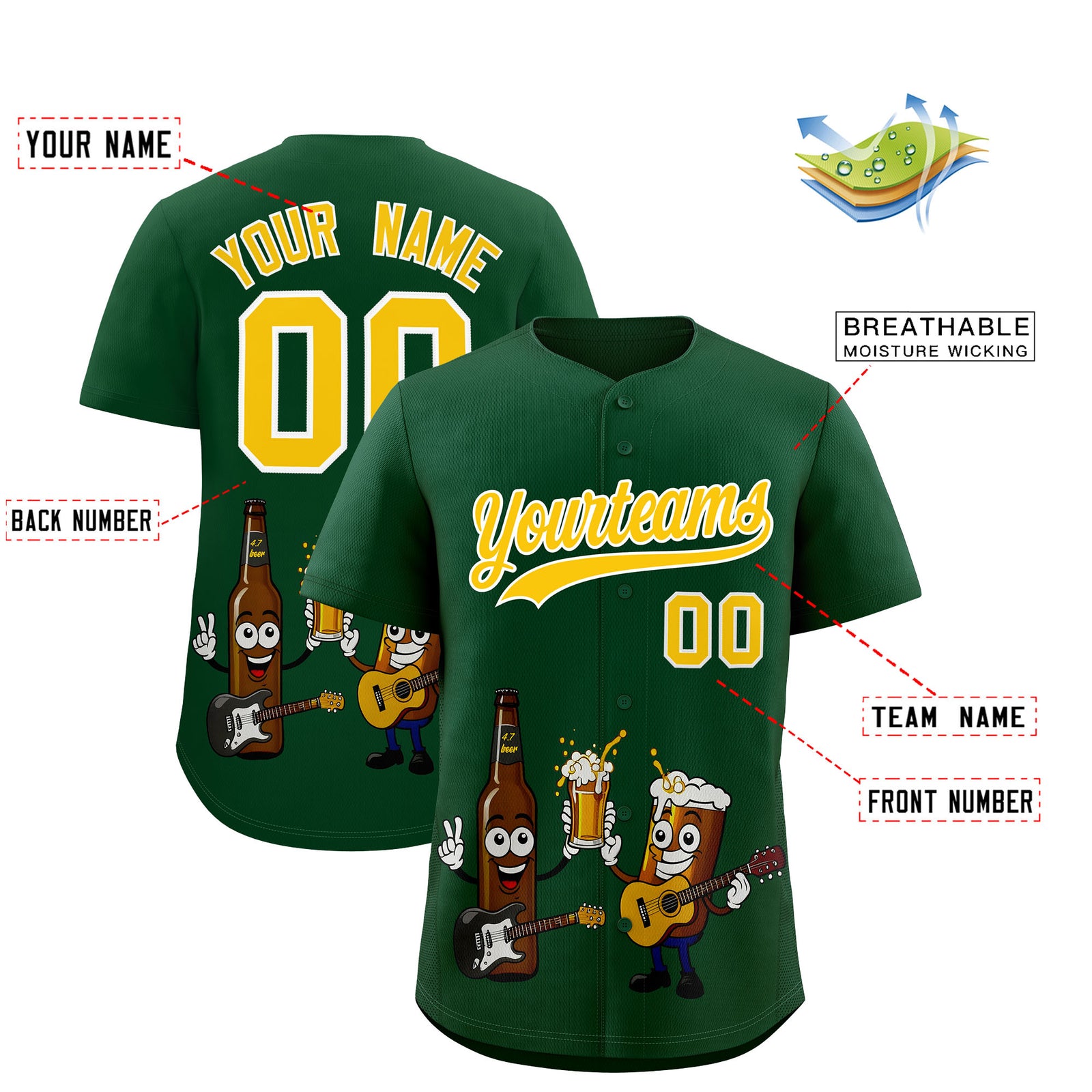 Custom Green Personalized Team Shirts for Parties & Training | KXKSHOP