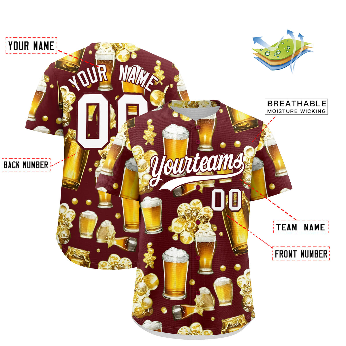 Custom Burgundy Personalized Team Shirts for Parties & Training | KXKSHOP