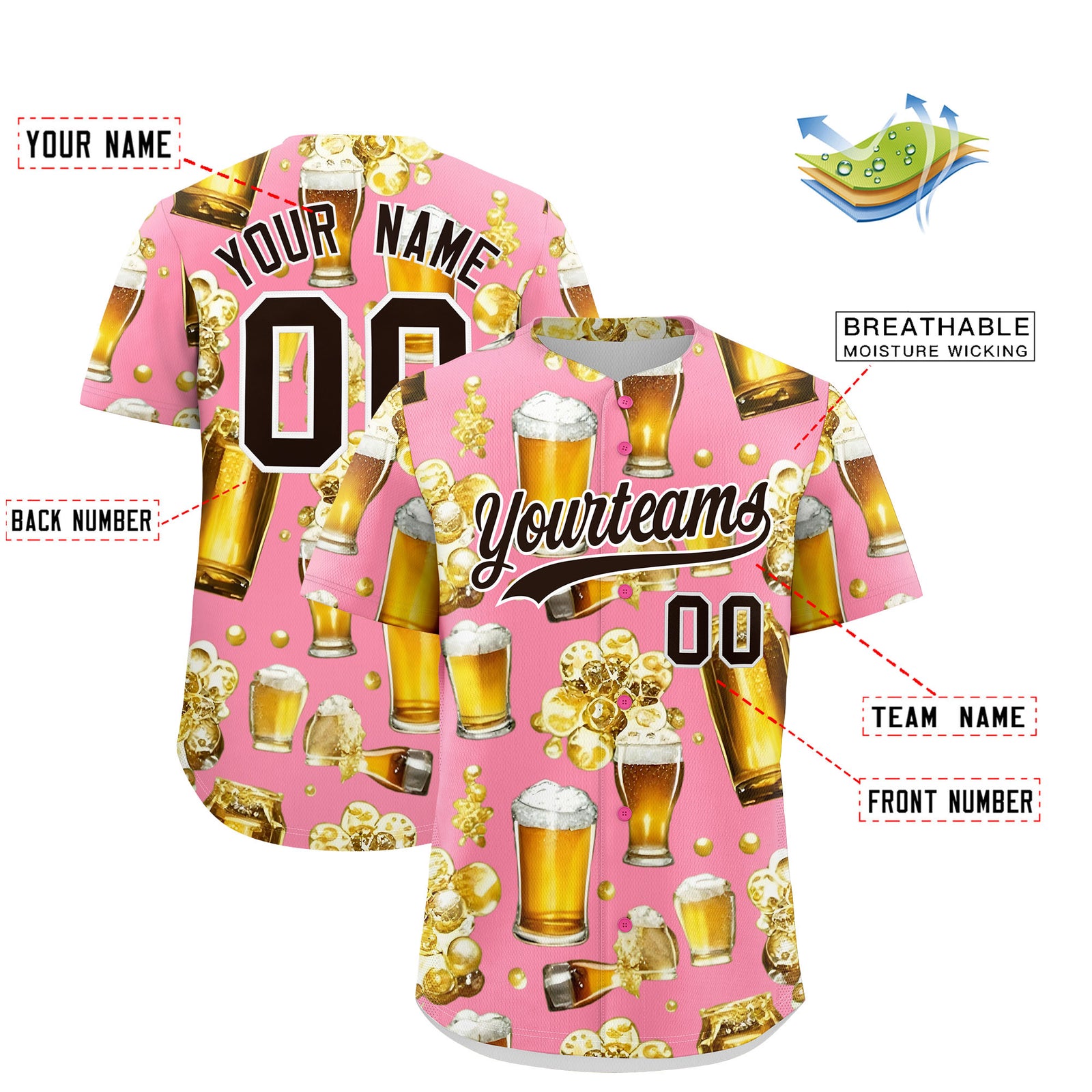 Custom Light Pink Personalized Team Shirts for Parties & Training | KXKSHOP