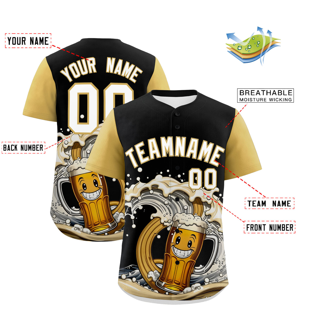 Custom Old Gold Personalized Team Shirts for Parties &amp; Training | KXKSHOP