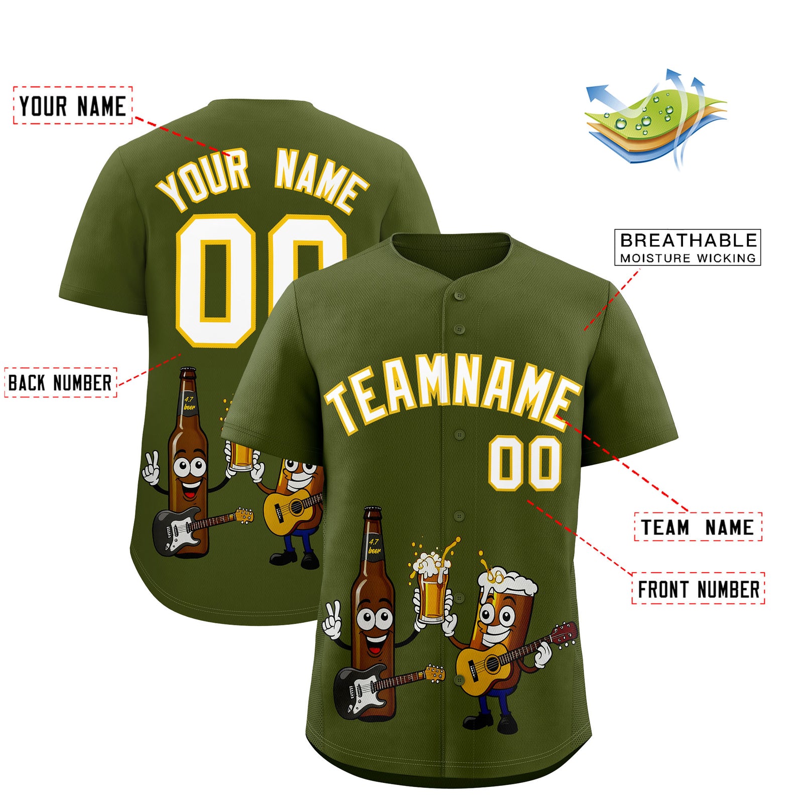 Custom Olive Personalized Team Shirts for Parties & Training | KXKSHOP