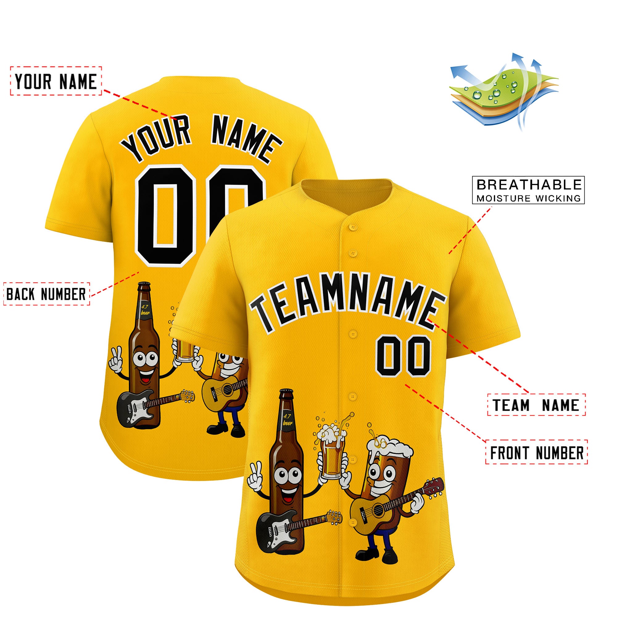 Custom Yellow Personalized Team Shirts for Parties & Training | KXKSHOP