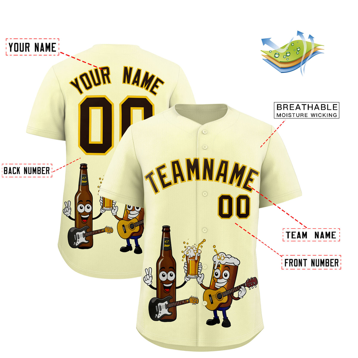 Custom Cream Personalized Team Shirts for Parties & Training | KXKSHOP