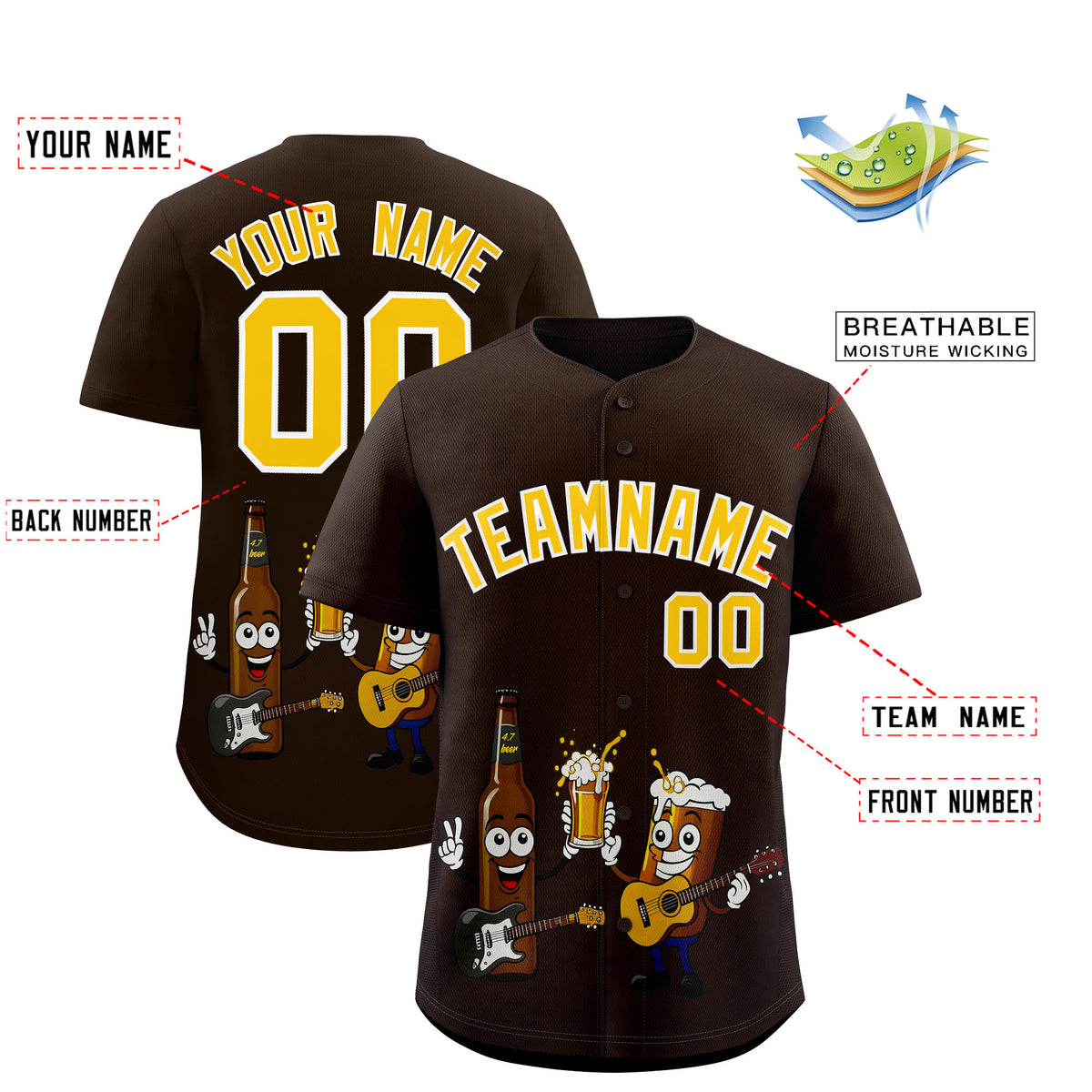 Custom Brown Personalized Team Shirts for Parties & Training | KXKSHOP