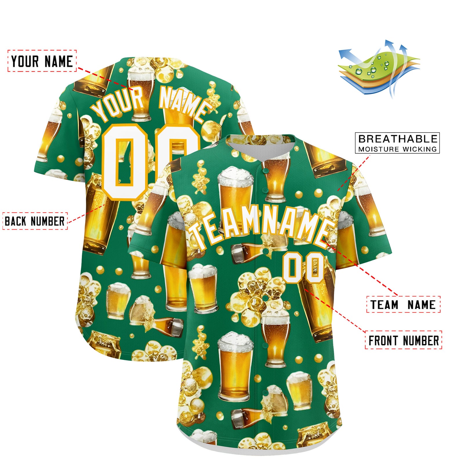 Custom Kelly Green Personalized Team Shirts for Parties & Training | KXKSHOP