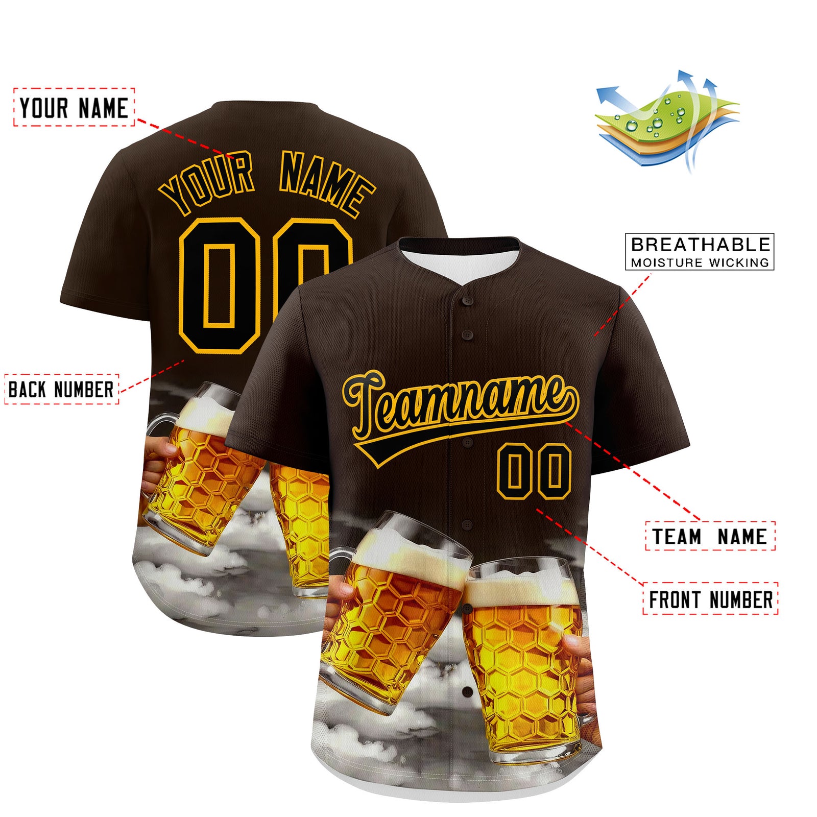 Custom Brown Personalized Team Shirts for Parties & Training | KXKSHOP