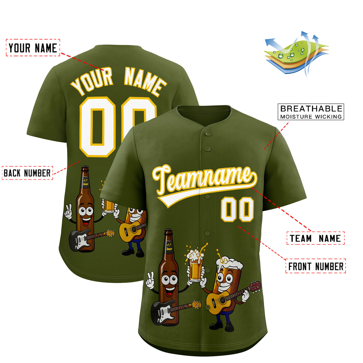 Custom Olive Personalized Team Shirts for Parties &amp; Training | KXKSHOP