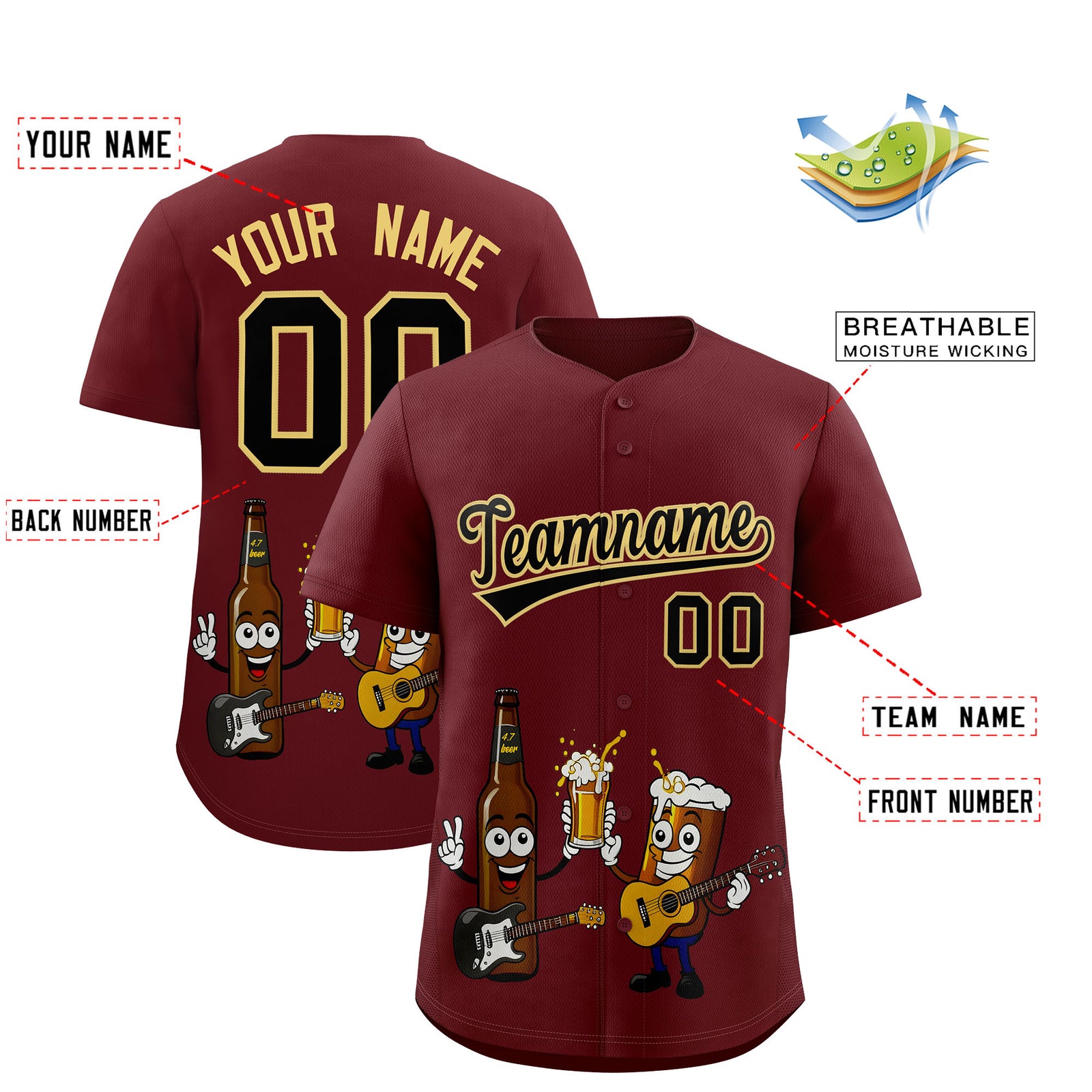 Custom Burgundy Personalized Team Shirts for Parties & Training | KXKSHOP