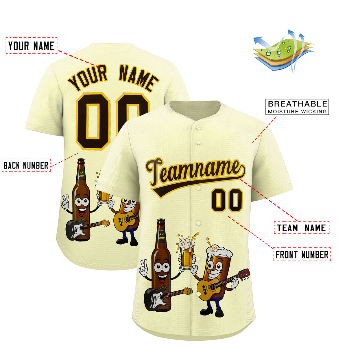 Custom Cream Personalized Team Shirts for Parties & Training | KXKSHOP