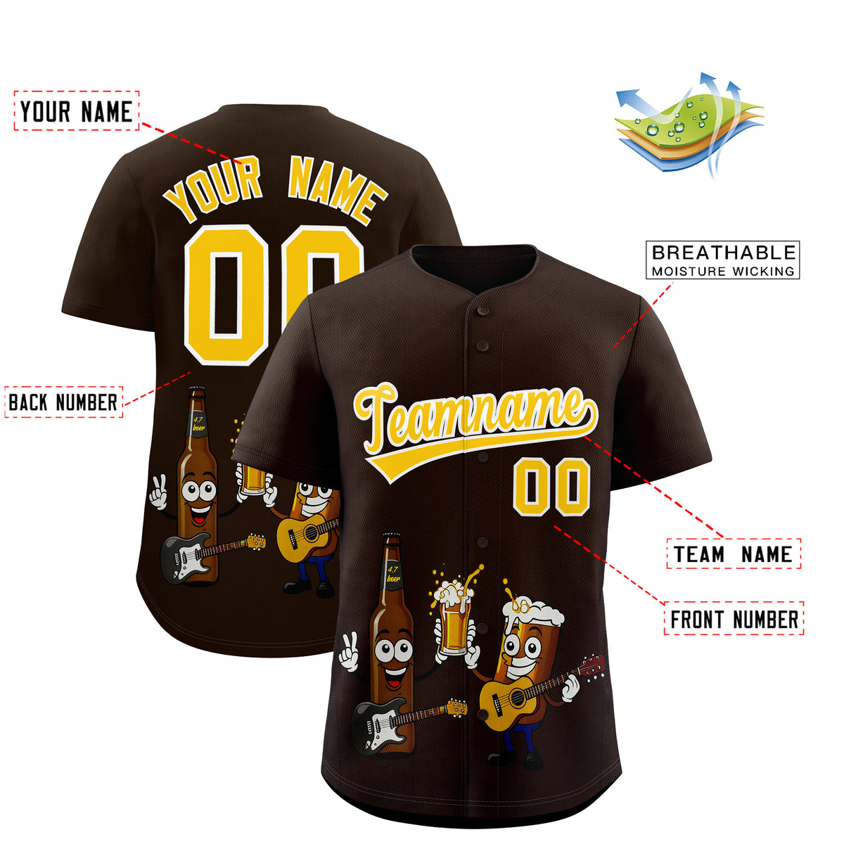 Custom Brown Personalized Team Shirts for Parties & Training | KXKSHOP