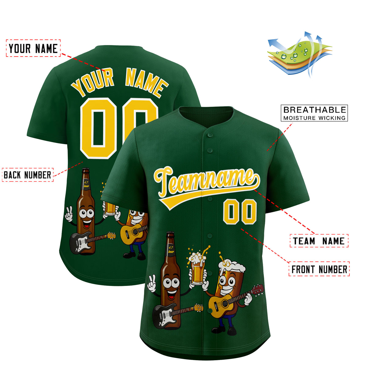 Custom Green Personalized Team Shirts for Parties &amp; Training | KXKSHOP