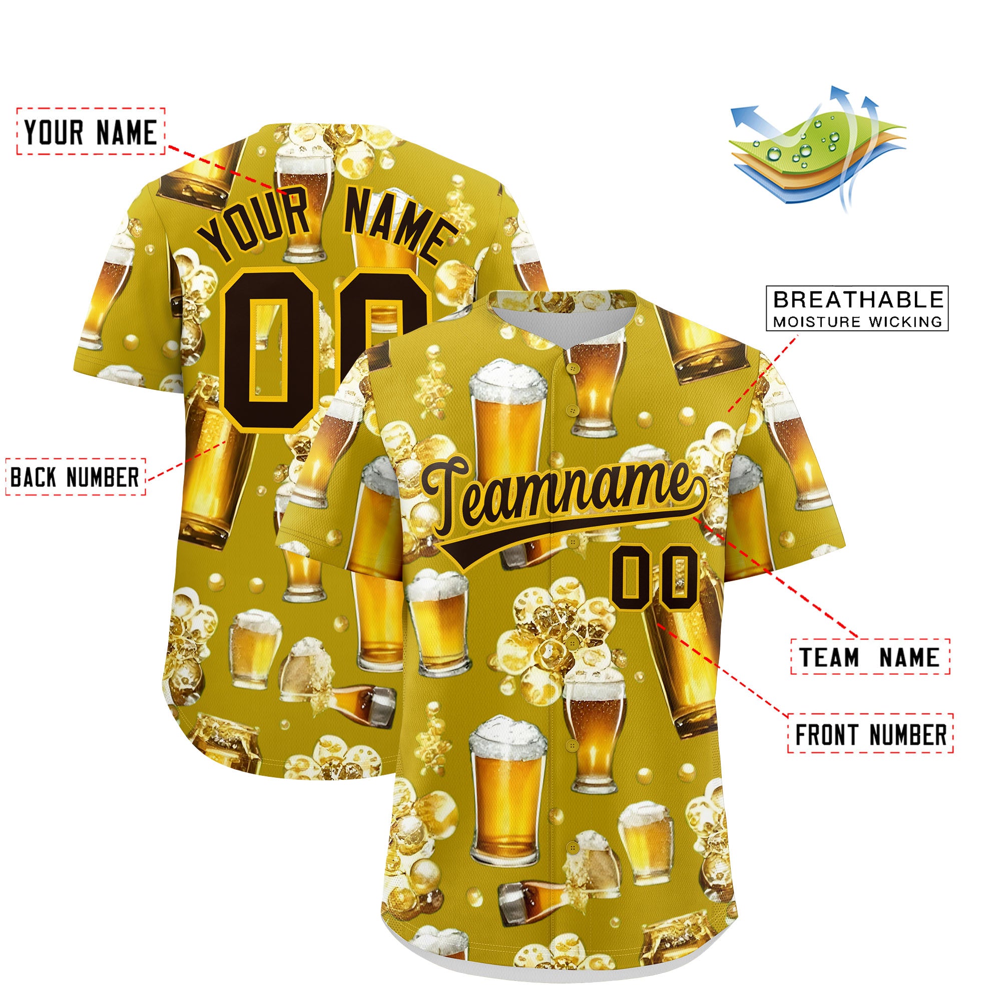 Custom Old Gold Personalized Team Shirts for Parties & Training | KXKSHOP
