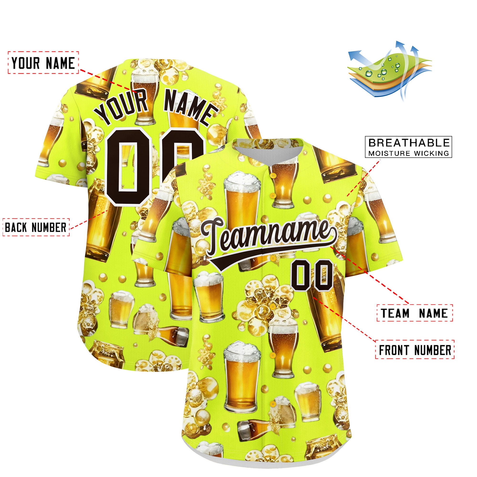 Custom Fluorescent Green Personalized Team Shirts for Parties & Training | KXKSHOP