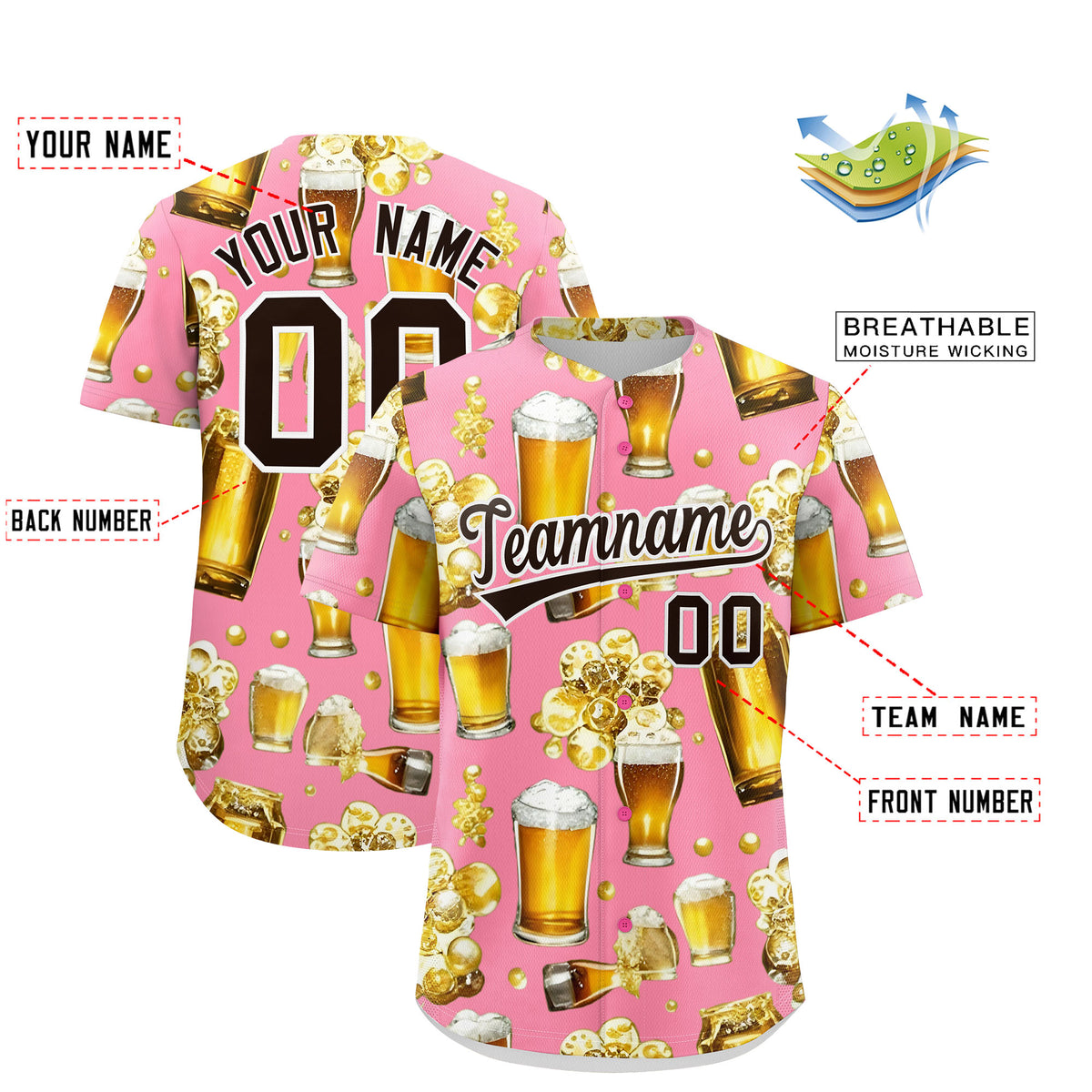 Custom Light Pink Personalized Team Shirts for Parties &amp; Training | KXKSHOP