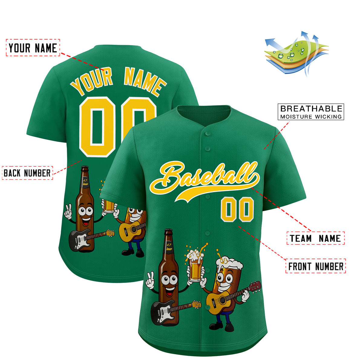 Custom Kelly Green Personalized Team Shirts for Parties &amp; Training | KXKSHOP